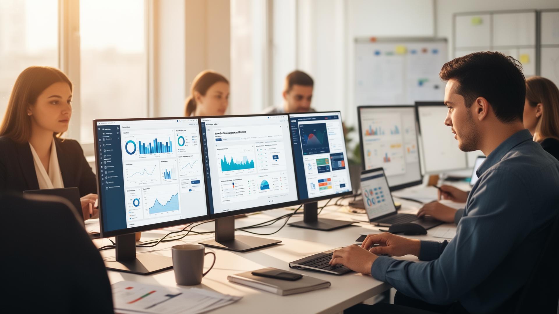 Digital marketing team analyzing growth data
